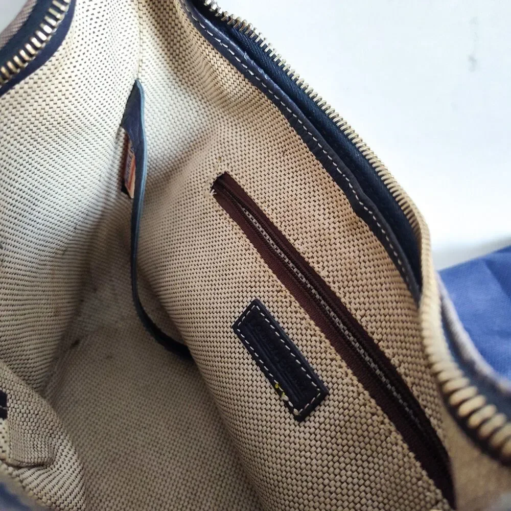 Vintage Dooney &‎ Bourke Bag Signature Y2K 90S Blue Gray Dust Bag Canvas Leather